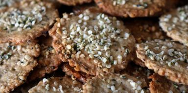 Gluten-free crackers with seeds on them.